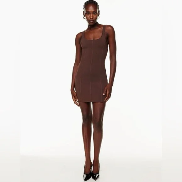 Babaton | Dresses | Sculpt Knit Bustier Dress Babaton Chocolate Brown |  Poshmark